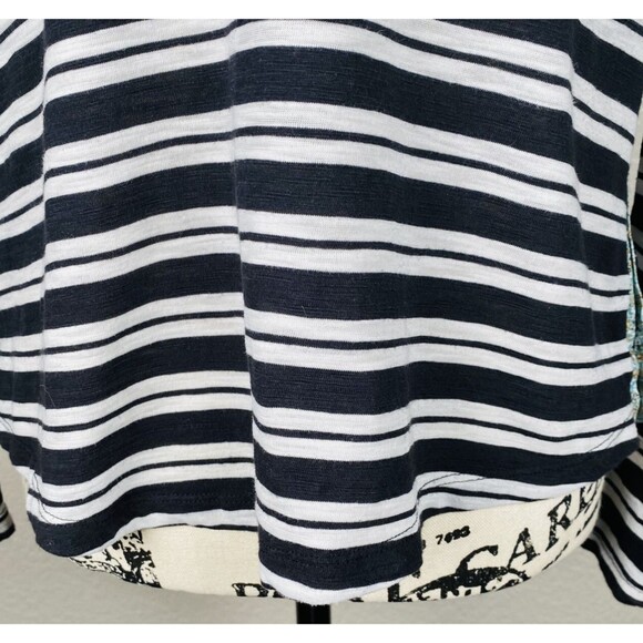 Anthropologie 9-H15 STCL Sz S Long Sleeve Knit Top Black White Striped Boat Neck - Picture 7 of 11